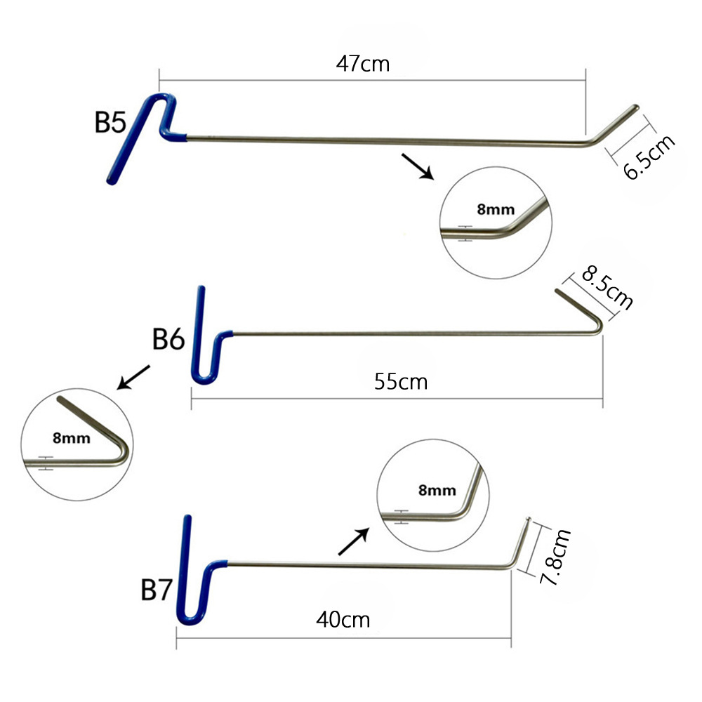 Depresión del coche herramienta de reparación fuerte Dent traceless pintura libre hoja de metal CROWBAR Dent granizo pit gancho traje