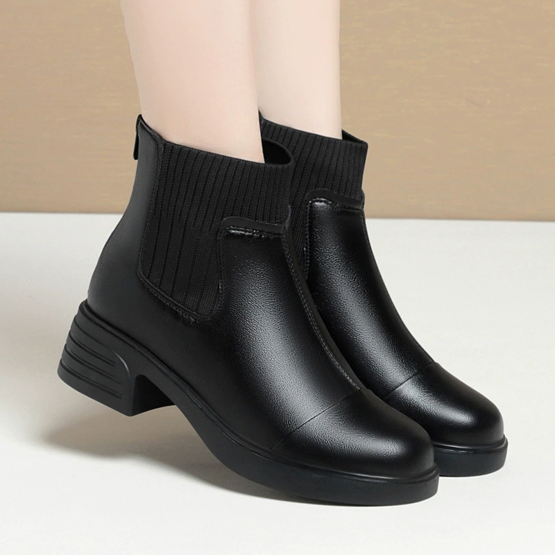 Модная элегантная женская обувь, Нескользящие, износостойкие осенне-зимние модные легкие короткие сапоги на среднем каблуке, Женские Толстые Ботинки Martin на флисовой подкладке