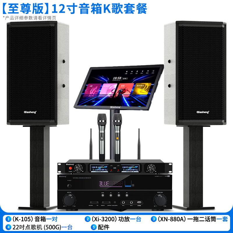 QIASHENG ファミリー KTV オーディオセットフルセットのカラオケマシンホームプロフェッショナルカラオケカラオケマシンスピーカー機器|undefined