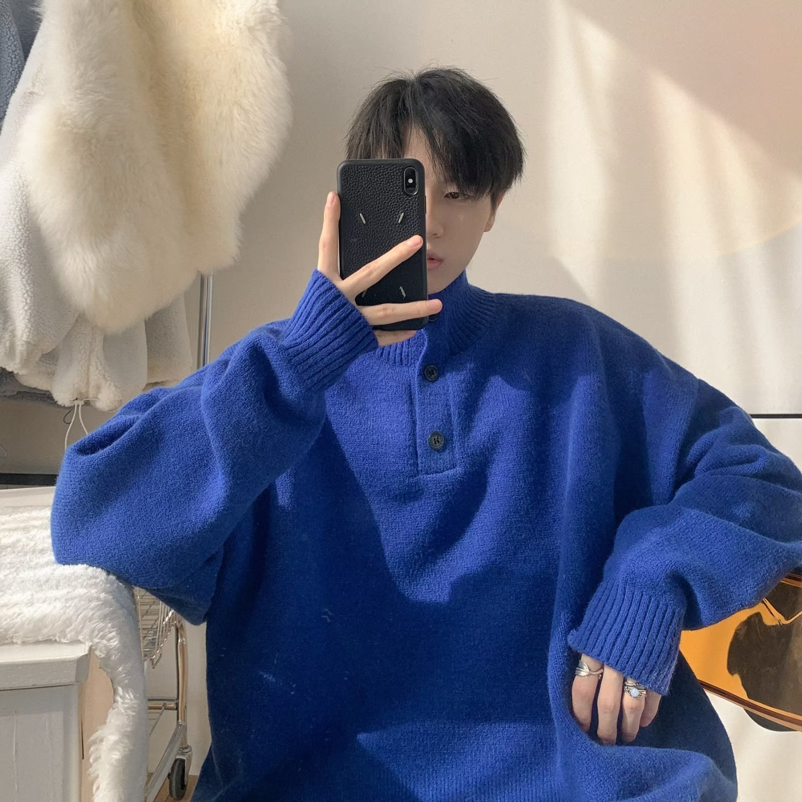 Otoño e invierno suéter grueso para hombres tendencia coreana suéter de punto japonés suelto invierno ins estilo Hong Kong abrigo de suéter perezoso