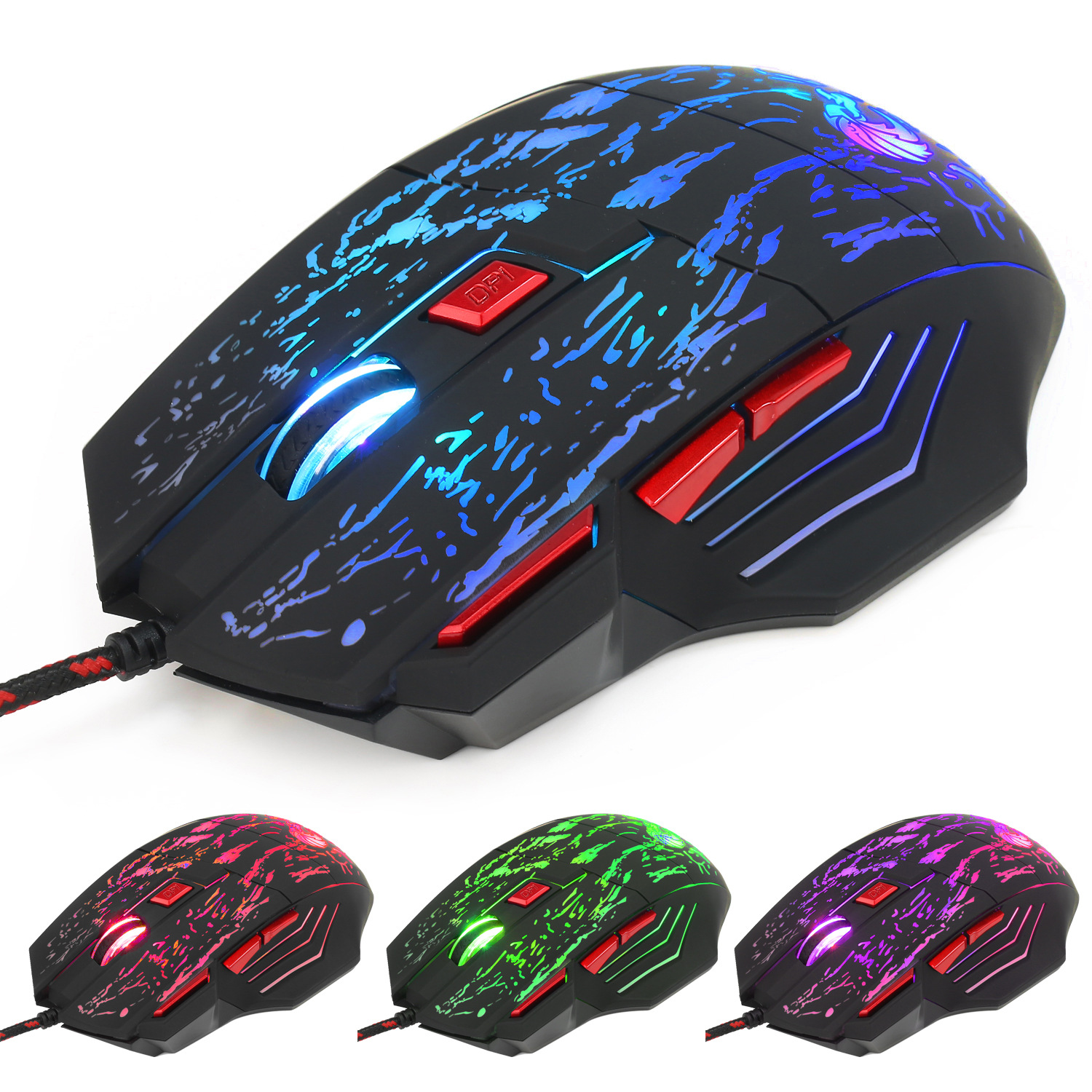 New 104 RGB illuminated mechanical keyboard colorful set seven key gaming mouse logo 5500dpi_voghion.com