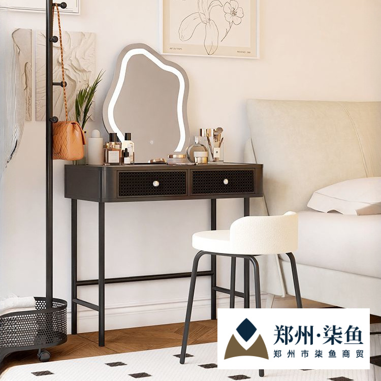 Formaldehyde-Free Dressing Table Bedroom Small Apartment Black Iron Cream Style Master Bedroom Dressing Table High-End Light Luxury Internet Celebrity