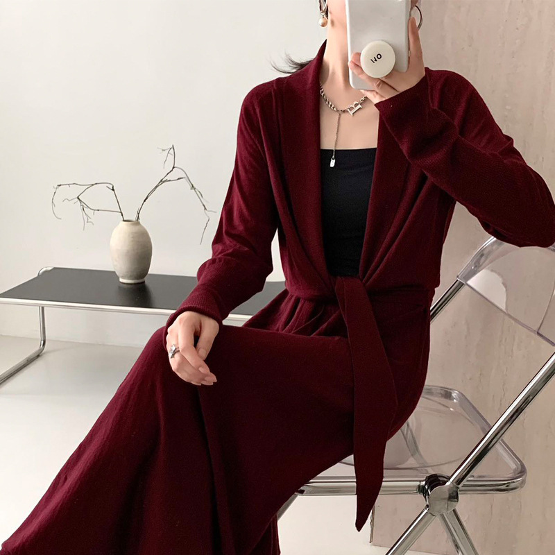 Lazy Style Imitation Wool 100 Cardigan Women's Thin Loose Versatile Outer Long Top Knitted Jacket