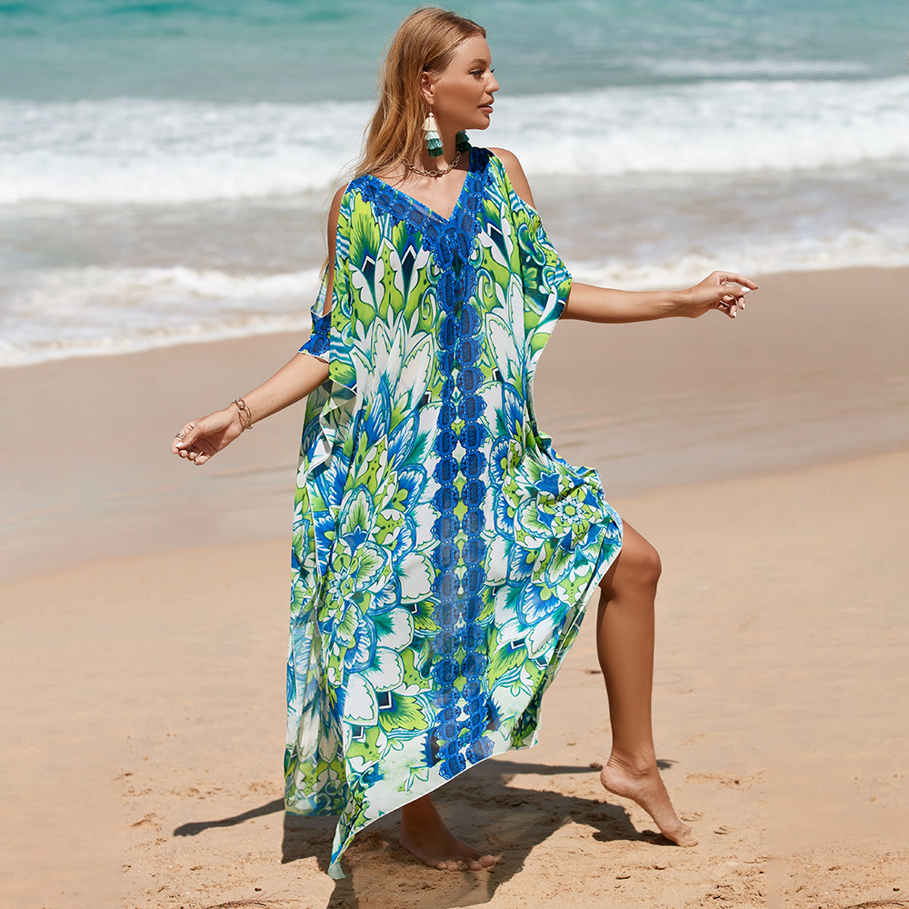 2022 nuevo vestido largo bohemio playa cubrir ropa de playa de vacaciones bikini traje de baño abrigo cubrir YX02