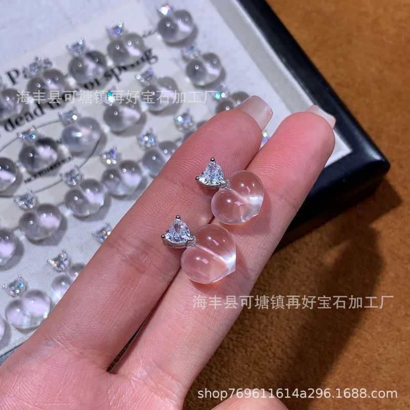 ナチュラルホワイトクリスタルラブピーチペンダントネックレスS925シルバー象嵌シンプルハイエンドユニバーサルバックルペンダント卸売|undefined