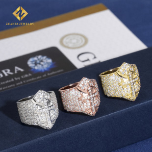 New Hot Selling S925 Silver Inlaid Moissanite Cross Ring European and American Fashion