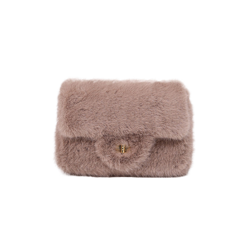 Nicho de cerradura bolsas de lana de estilo extranjero bolsas de hombro de peluche otoño y invierno nuevas bolsas cuadradas de cadena de bolsas de lana