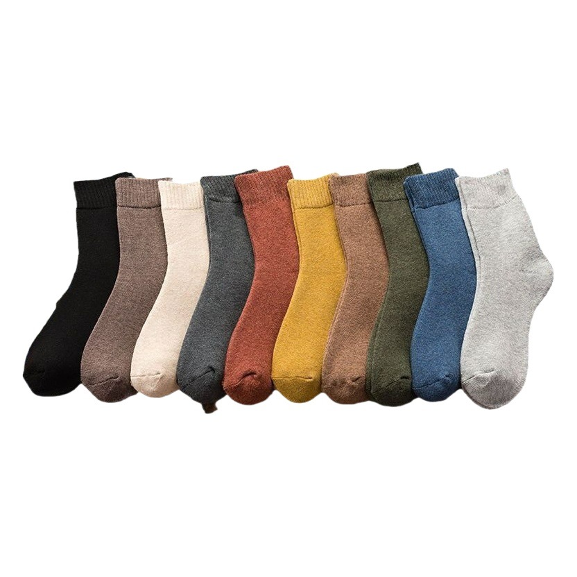 Men's Thick Terry Socks for Autumn and Winter, Mid-Calf Socks with Fleece Lining, Cold-Resistant, Non-Freezing Cotton Socks, Extra Thick Men's Long Socks