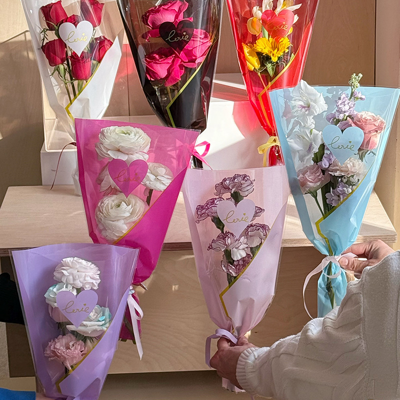 Huaxi Girl Heart Bolsas múltiples Bolsas de embalaje de flores Love LOVE Bolsas de embalaje Ramo de San Valentín Materiales de floristería