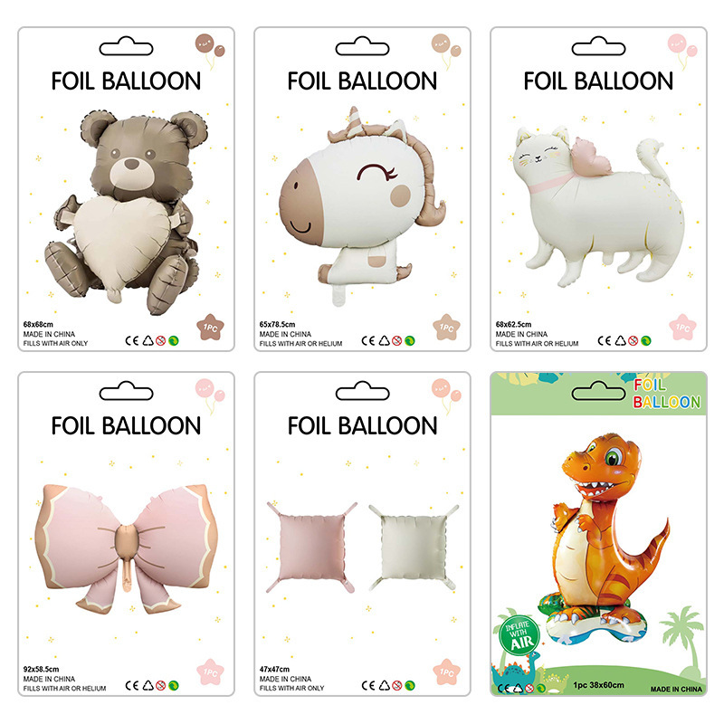 既製品個別包装アルミフィルム風船動物ジャングル動物パーティー漫画風船卸売|undefined