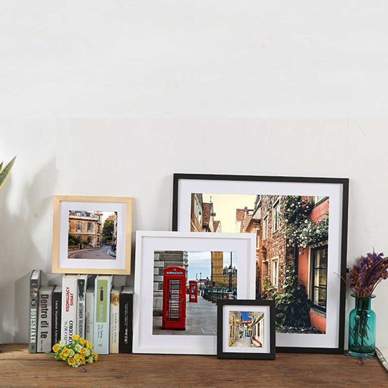 Square Creative Photo Frame Puzzle Paper-cut Picture Frame Set Table Wall Hanging Simple Solid Wood Frame Art Painting Exhibition