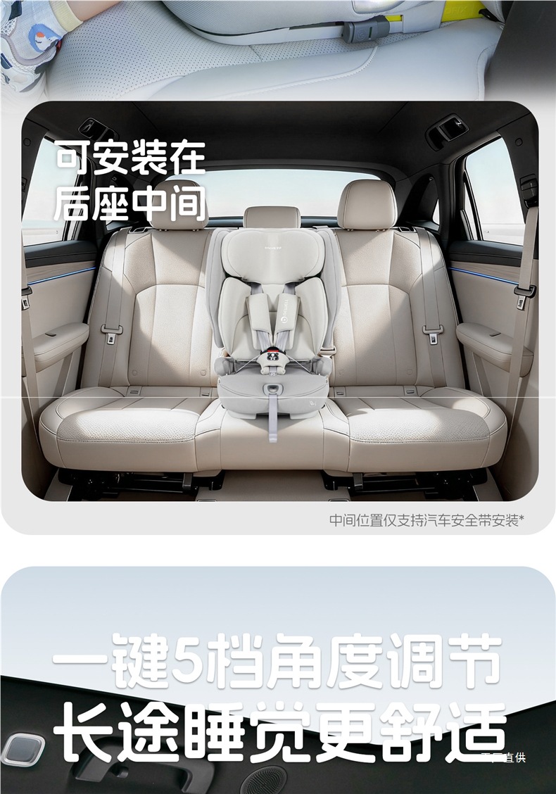 Bewell Portable Child Safety Seat for Cars, Suitable for Ages 1-12, Easy-To-Install Car Seat for Older Children