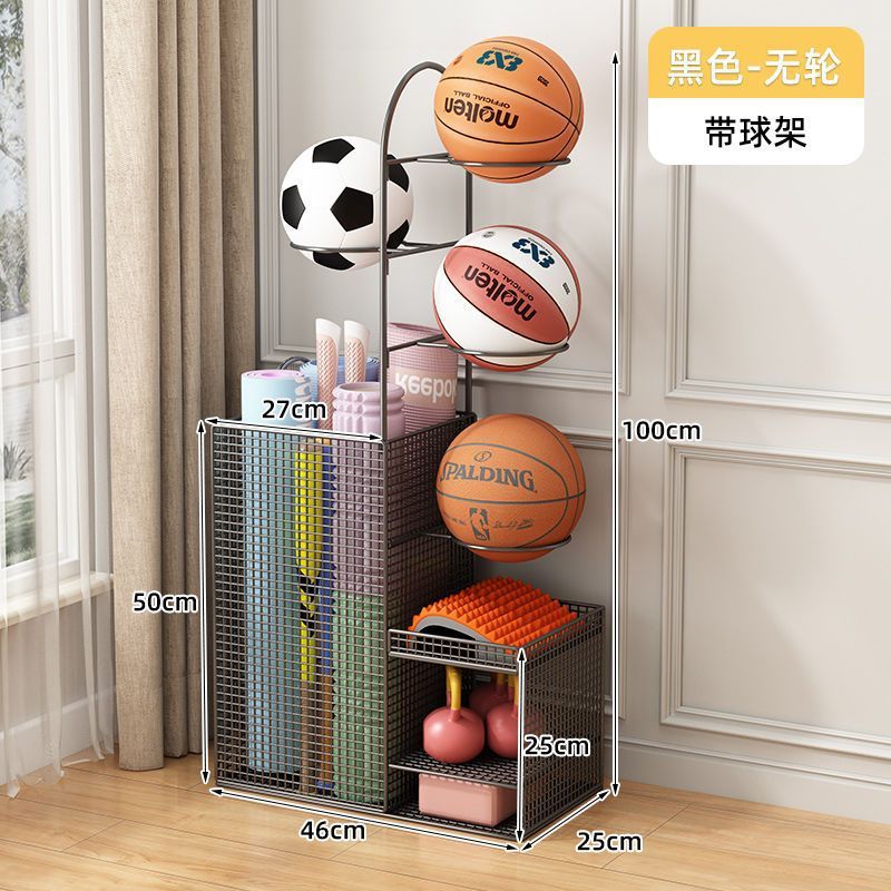 Rack de almacenamiento de baloncesto para equipos de gimnasio de deporte interior doméstico rack de almacenamiento de bádminton tipo mat de yoga cesta de almacenamiento con rueda