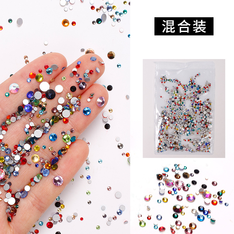 Joyería de uñas diamante plano transparente AB diamante DIY decorativo uñas rhinestone tamaño mezclado cristal diamante color 1440