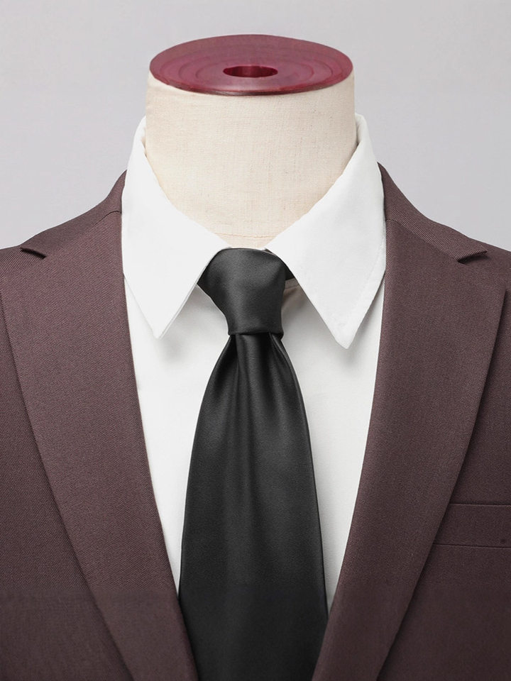 Bộ vest nam pha len dáng ôm, áo vest một hàng cúc cổ bẻ phẳng, quần xẻ tà sau giữa — Màu nâu Mocha