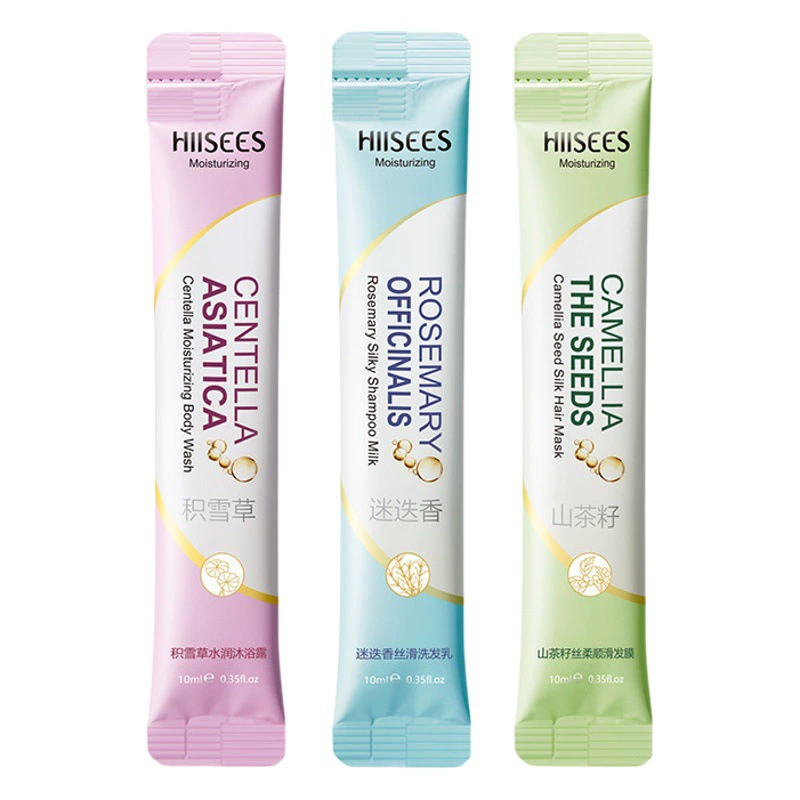 Набор Hanse: шампунь с розмарином, маска для волос с камелией, три предмета, дорожный портативный набор для контроля жирности волос, 10 мл.