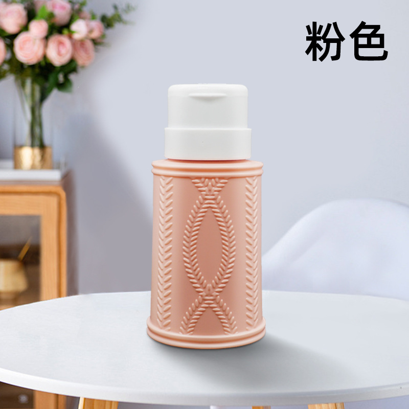 Uñas presionando botella vacía 4 colores opcionales con cerradura a prueba de fugas agua de limpieza removedor de uñas agua de lavado de uñas sub-botella de prensado de alcohol botella