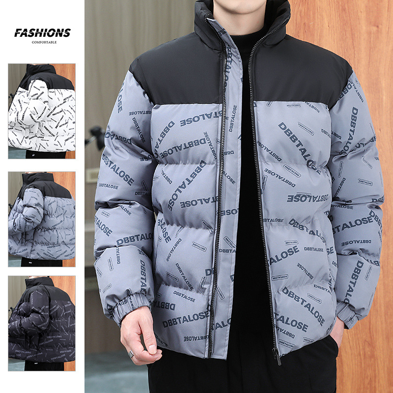 Men's Winter Down Jacket Patchwork Cotton Coat For Men_voghion.com