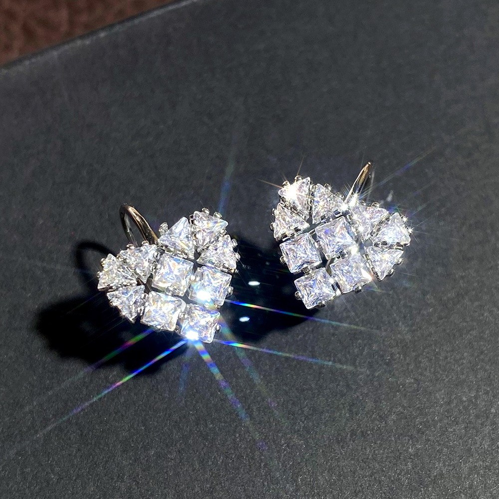 8g Weight 304 Stainless Steel Ear Needle Material Zircon Inlay Material Earrings Classification 1 Pair Quantity Holiday, Daily Occasion Copper Material Heart Shape Pattern All Seasons Season Women's Gender Modern Style Style 1 Pair Modern Style Heart Shape Copper Zircon Earrings 6