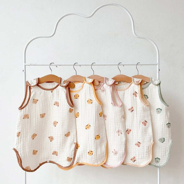 Ins South Korea Baby Climbing Cotton Gauze Sleeveless Vest Sleeveless Vest Newborn Children Kick-proof Quilt Baby Summer Thin