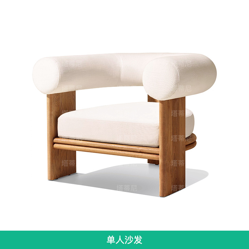 Sofá de madera de relajación al aire libre patio terraza villa al aire libre sala de sol impermeable muebles de cama de cama image 10