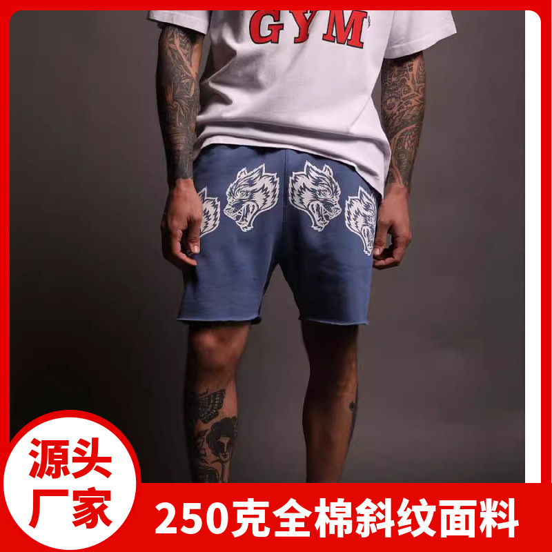 New Men's Cartoon Loose Printed Shorts Cotton Summer Rouge Casual Sports Pants Fitness Sports Pants