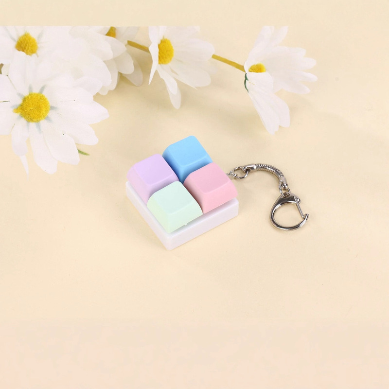 解压按键创意俄罗斯解压方块键盘小玩具马卡龙挂件解压键帽钥匙扣|undefined