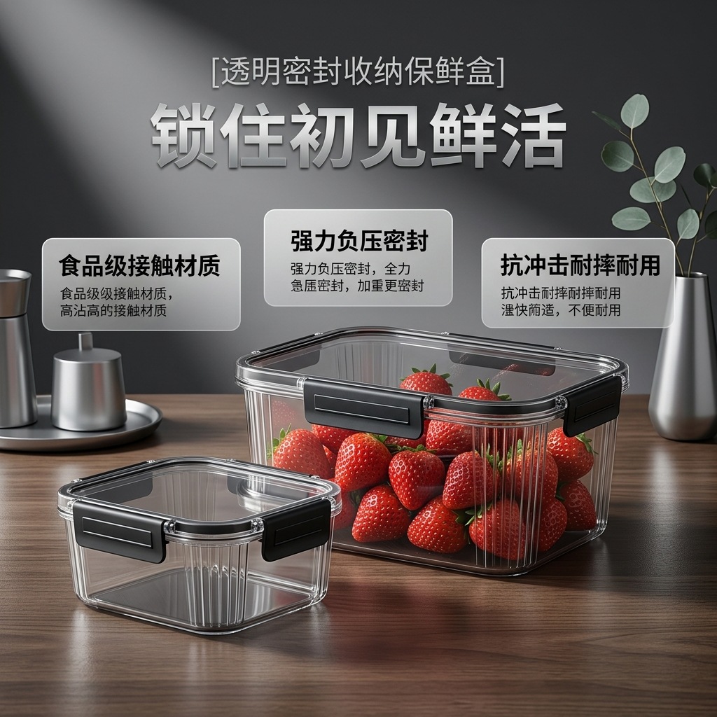 Caja de almacenamiento de alimentos de refrigerador caja de sellado de plástico superpuesta caja de almacenamiento de huevos de frutas y verduras caja de almacenamiento de cocina