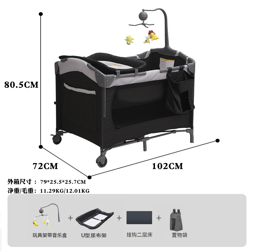 Cuna para bebé al por mayor transfronteriza, cambiador móvil plegable multifuncional, cama especial para bebés y niños pequeños, cama de empalme para bebé
