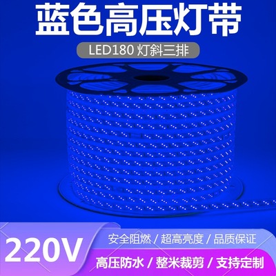 LED蓝光灯带条220V蓝色灯条超高亮天花吊顶KTV招牌灯箱装饰长条灯