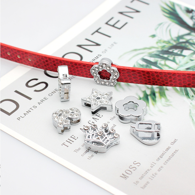 Alloy accessories DIY jewelry accessories 10MM Chrome five-pointed star crown diamond surface keychain wristband jewelry accessories