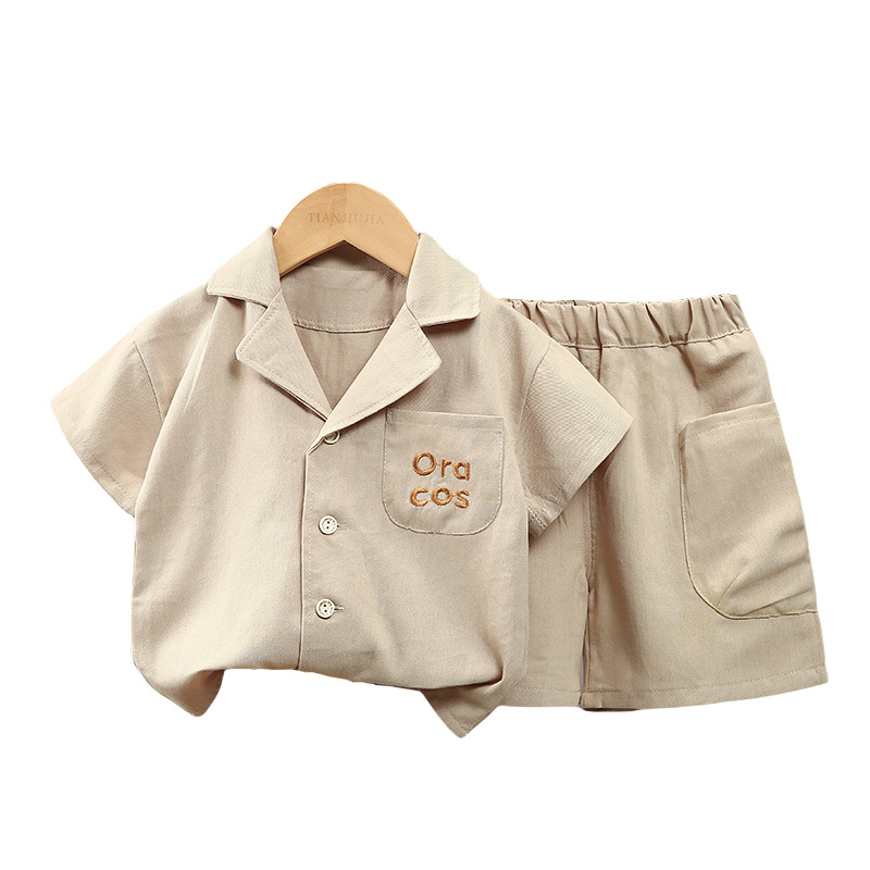 Ensemble d'été best-seller pour garçons 2026, nouveau style enfant avec col de costume et manches courtes, deux pièces pour garçons de 1 à 5 ans, Live ALYCExiyuebaobao_voghion.com