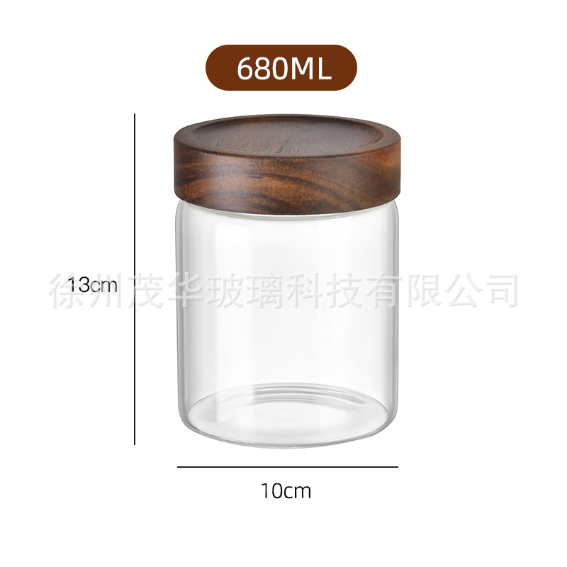 botella de embalaje de cáscara de naranja de gran capacidad alta borosilicato tanque de almacenamiento de vidrio sellado granos gruesos frutas secas jarro de té tapa de madera acacia