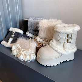 艾斯臣2025三穿可拆卸费尔岛雪地靴加绒时尚百搭冰岛冬季保暖棉靴