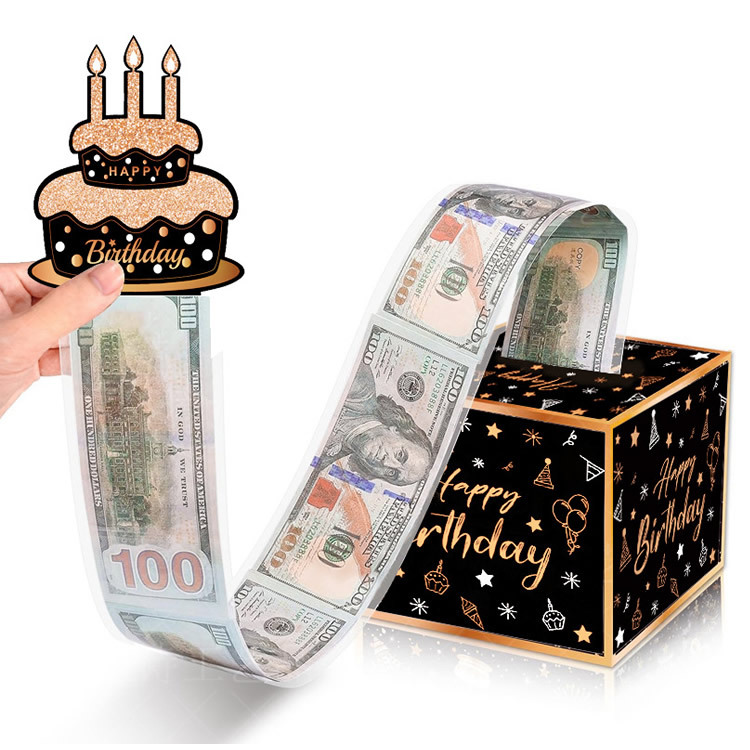 生日惊喜礼物祝福语表白文字送男女朋友父母蛋糕抽钱盒派对装饰盒