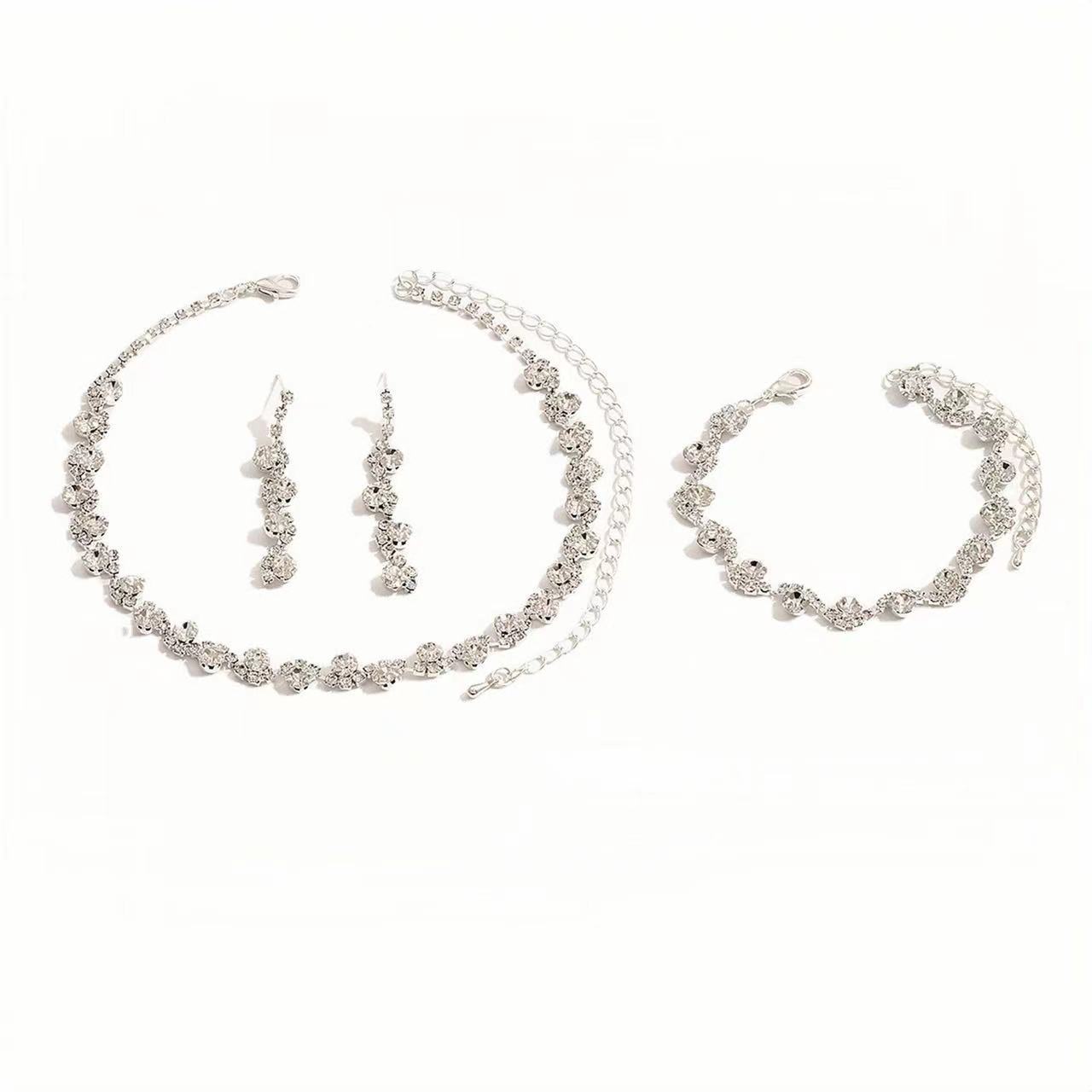 Designer Style Light Luxury and Luxury Bridal Necklace Earrings Bracelet Three Piece Dinner Show Fashion Accessories Pearl Set_voghion.com