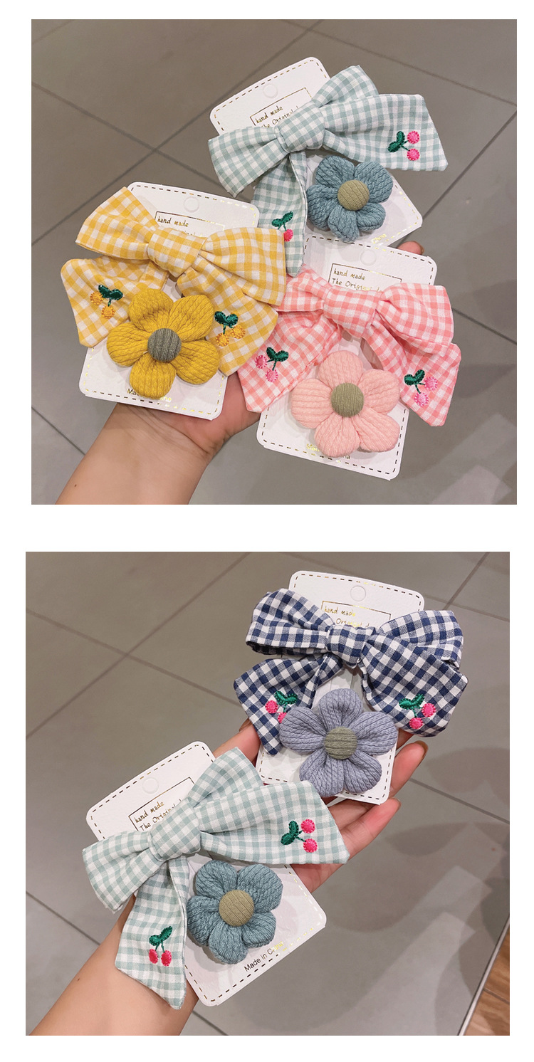 Wholesale Accessories Plaid Bow Flower Cloth Hairpin Nihaojewelry display picture 6