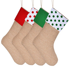Cross-border Christmas socks imitation linen candy bag cartoon children hanging bag cloth packaging