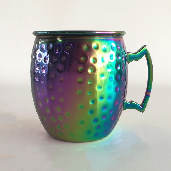 Venta caliente transfronteriza Copa de Moscú taza de mula 304 acero inoxidable chapado en cobre punto de martillo taza desnuda copa de vino copa de cóctel taza