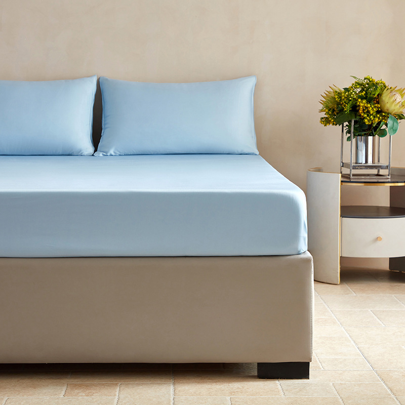 Foreign Trade Cross-Border Simple Style Bamboo Fiber Fitted Sheet Solid Color Antibacterial Bed Cover Simmons Cover Infant Breathable Fitted Sheet