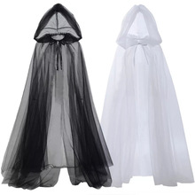 万圣节女装哥特式连帽披风斗篷 幽灵鬼新娘 白色黑色彩色连帽斗篷