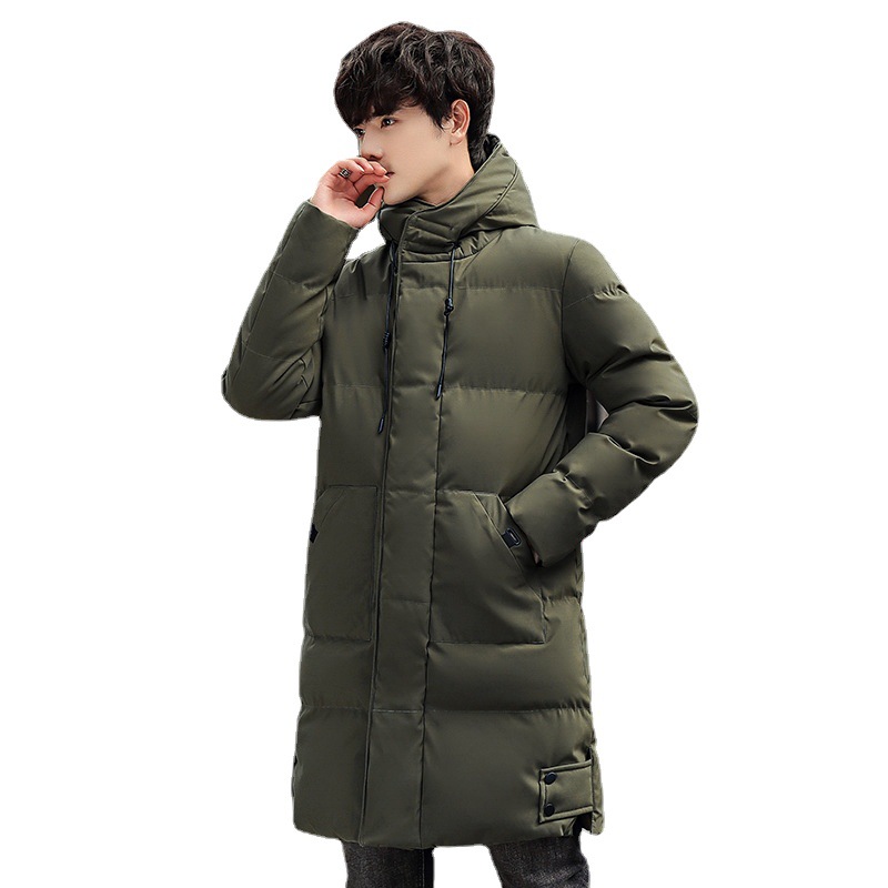 Abrigo de invierno de algodón con relleno de plumón, estilo coreano, informal, versátil y cálido, para hombre, talla grande, de longitud media.