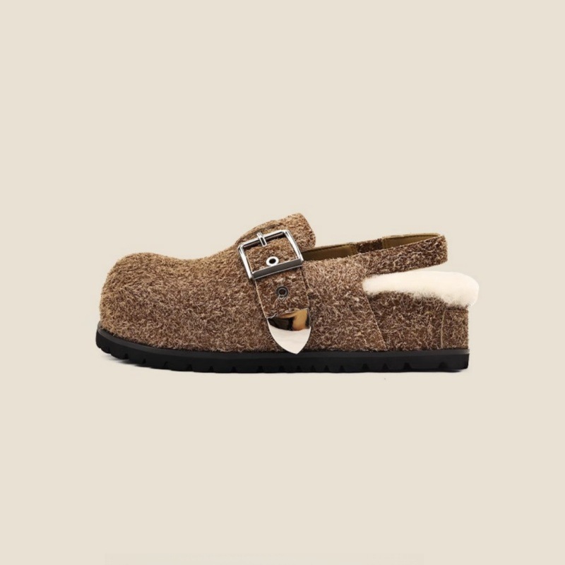En otoño e invierno de 2024, la nueva piel de suela gruesa más zapatos birkenstock casuales para mujeres perezosas Baotou zapatillas de pelo se usan para mantenerse calientes.