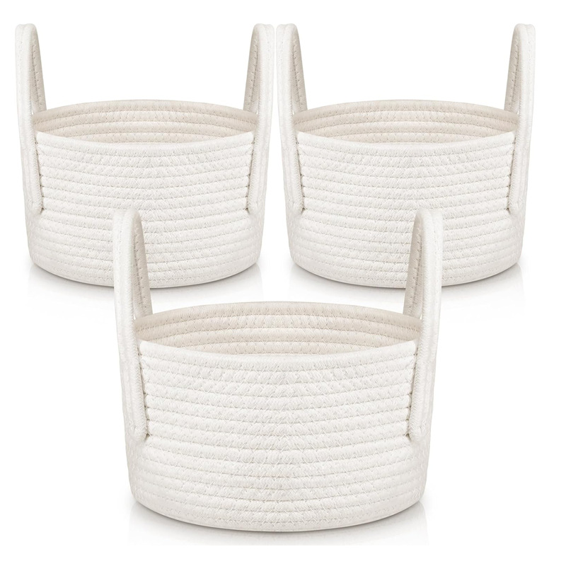 跨境棉線收納筐收納籃小籃子桌面布藝編織收納筐整理置物籃