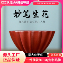宜兴紫砂杯原矿妙笔生花主人杯品茗杯名家手工茶杯大红袍茶具茶碗