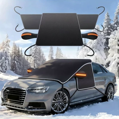 Car snow shield, Anti-Frost and Anti-Snow Front Windshield - reflective-trimmed-600d-oxford-cloth-10-magnet-extra-large-orange-ears