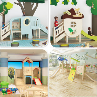 Kindergarten Indoor Corner Game Loft Cabin Early Education Family Garden Physical Training Drill Climbing Slide Combination
