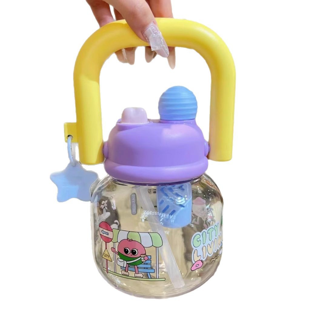 Yitong simple estudiantes portátiles tazas de paja de agua de 850ml pareja tazas de plástico tazas deportivas para niños al por mayor