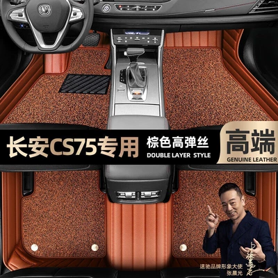 car foot pads [black, Ayaqaltılar (Kovriklər) - brown-leather-brown-stretch-silk-double-layer