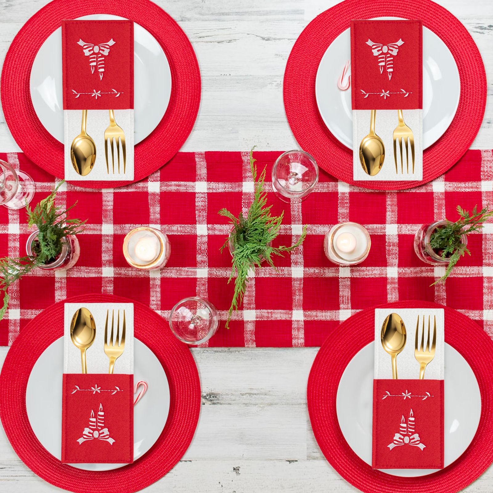 Decoración de Navidad transfronteriza Cuchillo y tenedor cubierta de feltro rojo Cuchillo y tenedor cubierta de decoración de mesa de cocina de comedor
